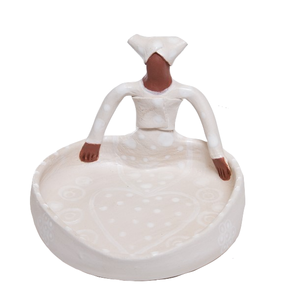 1Lady Tiny Heart Dish White on White