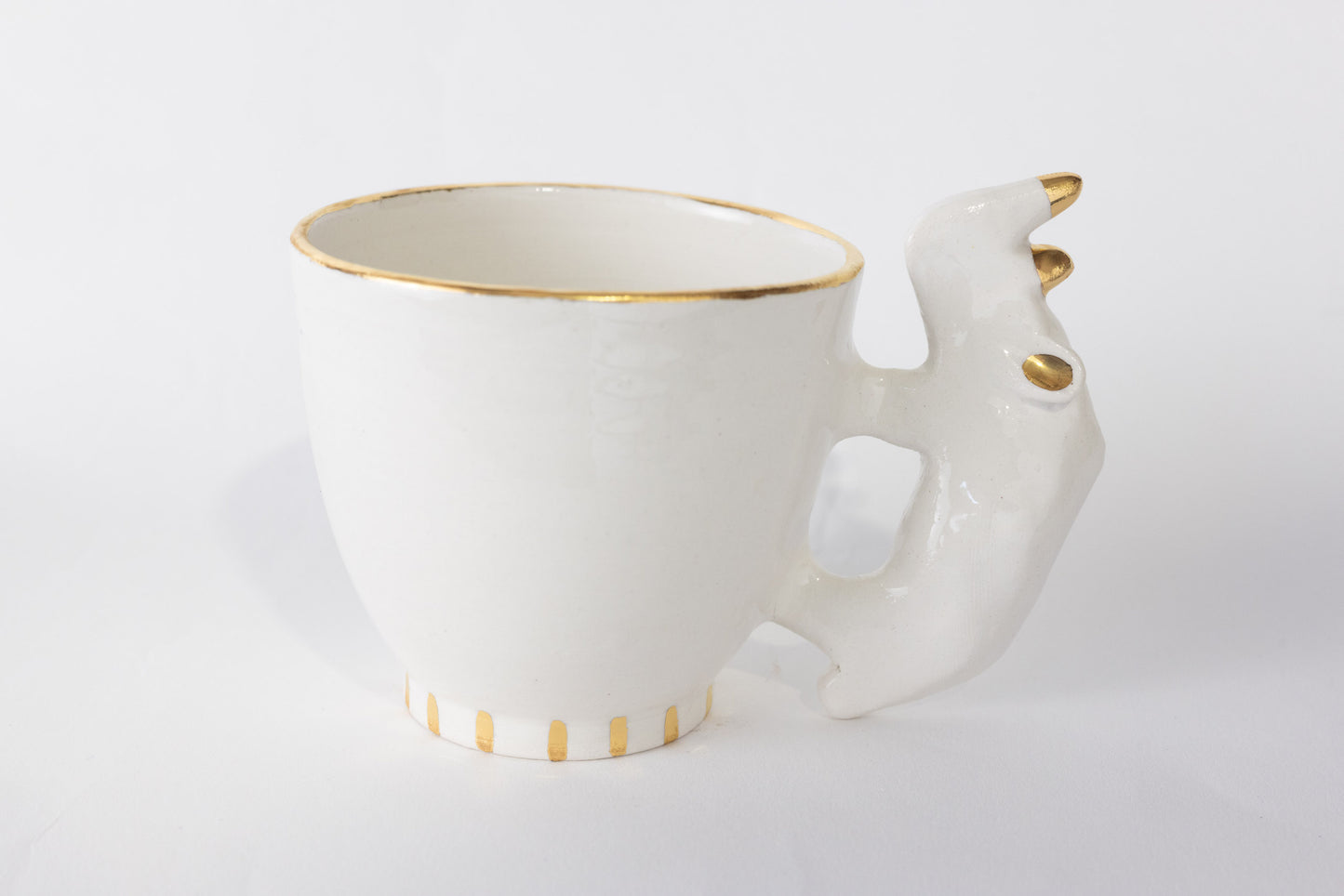 Rhino Handle White Mug with Gold detail - espresso size