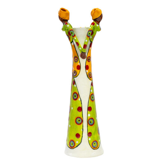 2Lady Tall Vase Bright on White