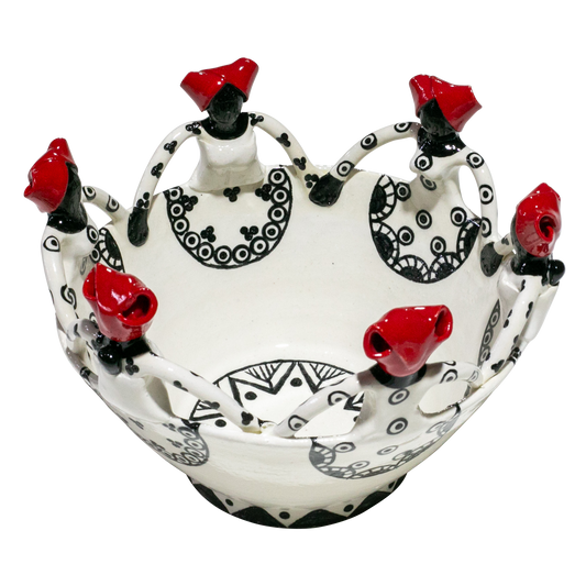 6Lady Women of Africa Bowl | Black and red on white