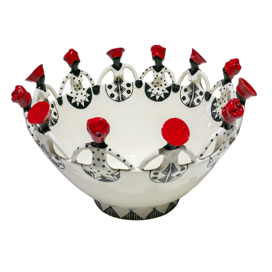 12Lady Women of Africa Bowl | Black and red on white