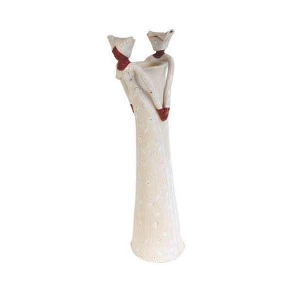 2Lady Tall Vase White on White