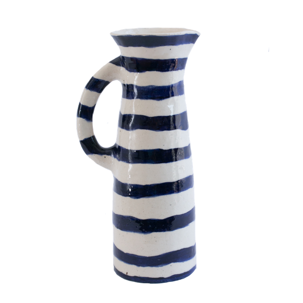 Black on White Tall striped Jug