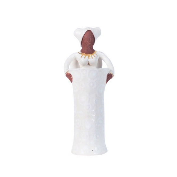 1Lady Angel Small Vase White+Gold