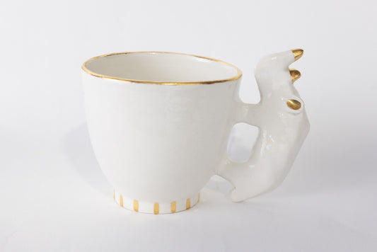 Rhino Handle White Mug with Gold detail - espresso size
