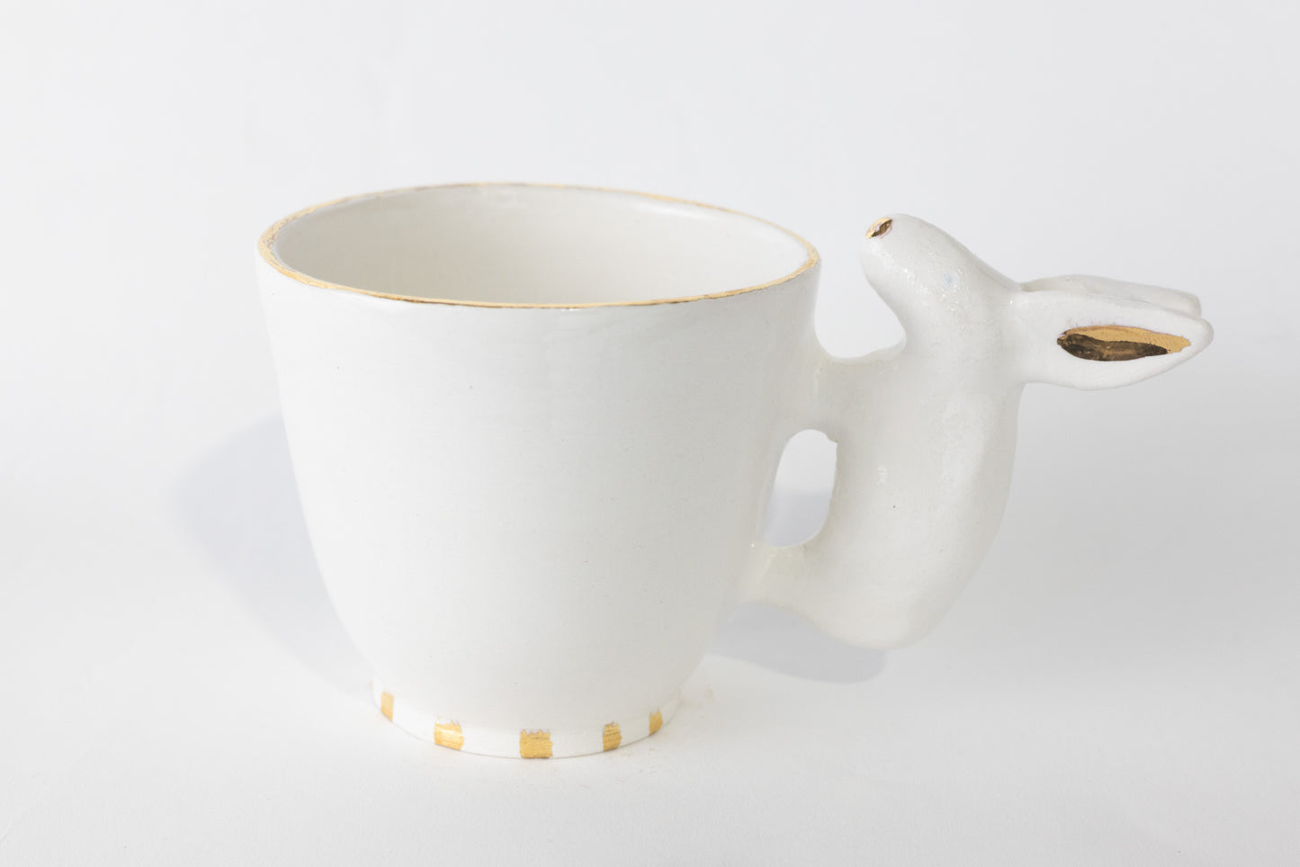 Rabbit Handle White Mug with Gold detail - espresso size