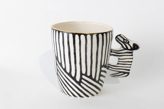 Zebra Handle Mug with Gold detail - standard size