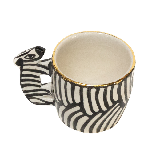 Zebra Handle Mug with Gold detail - standard size