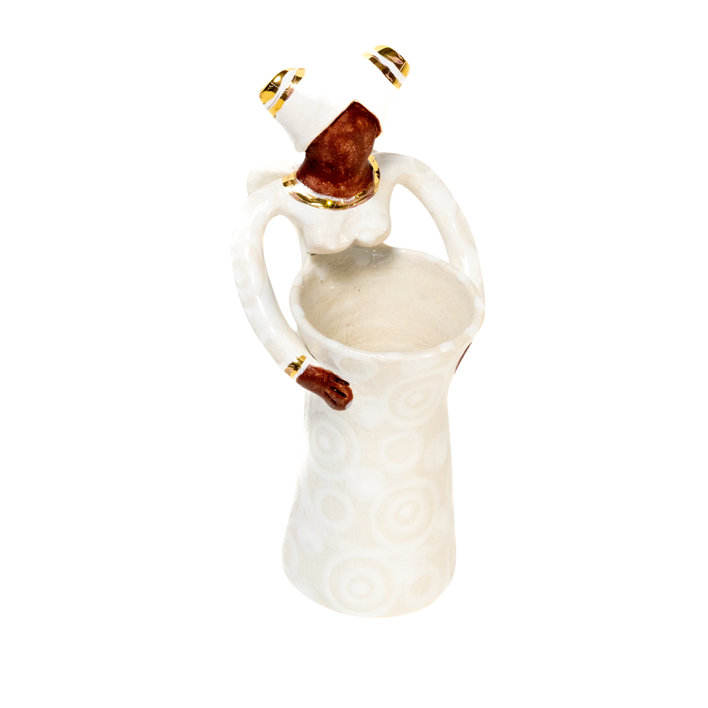 1Lady Angel Small Vase White+Gold