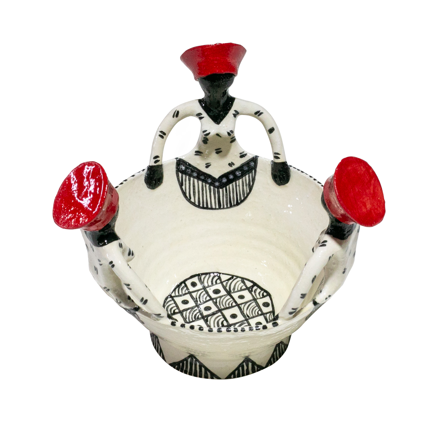 3Lady Women of Africa Bowl Zulu | Black and red on white