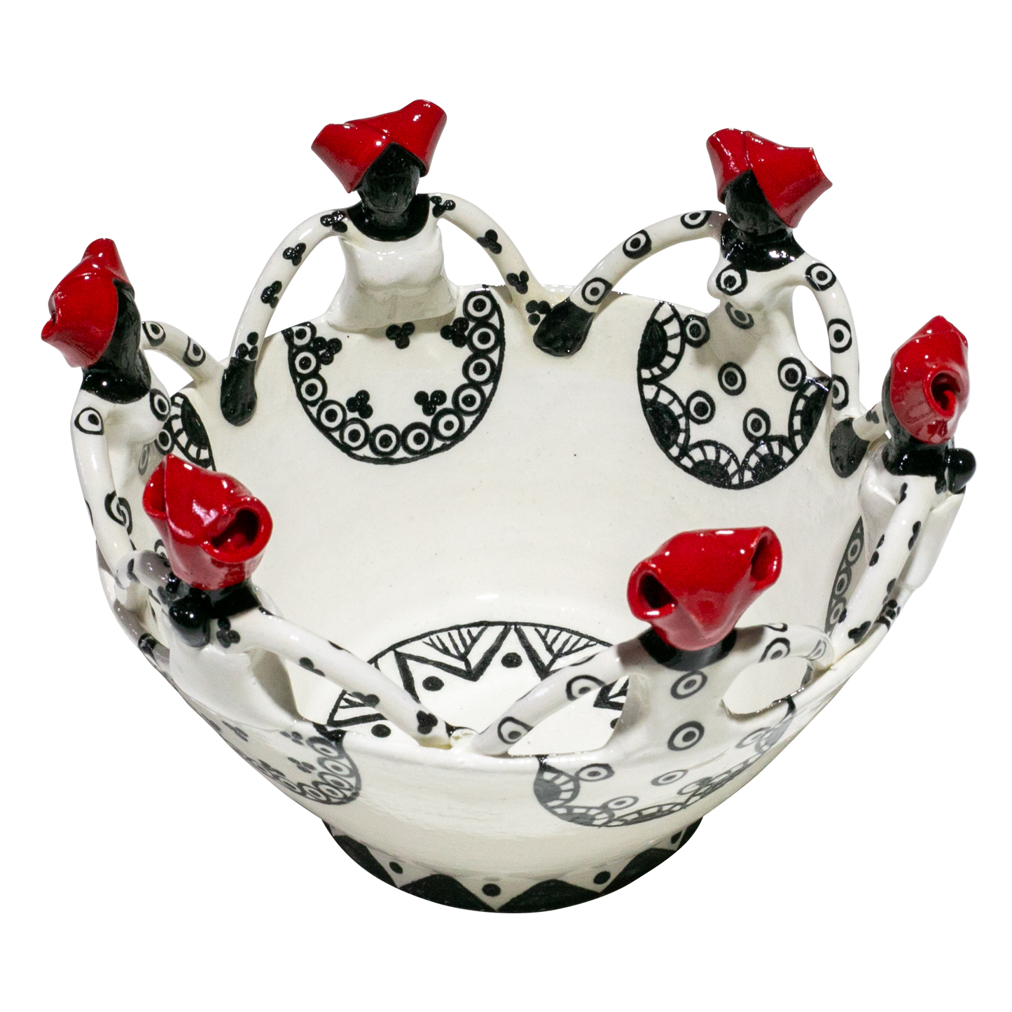 6Lady Women of Africa Bowl | Black and red on white