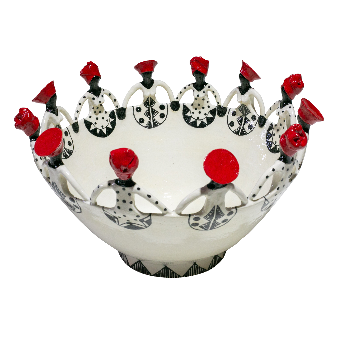 12Lady Women of Africa Bowl | Black and red on white