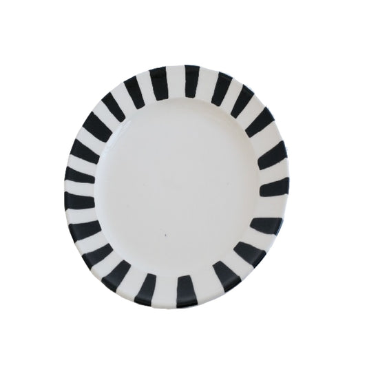 Black on White large striped Platter