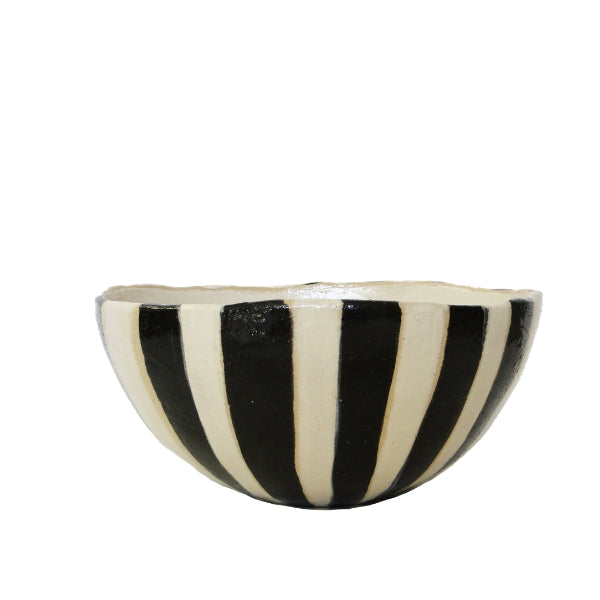 Black on White large striped Bowl