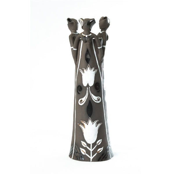 3Lady Tall Vase Metallic on Black